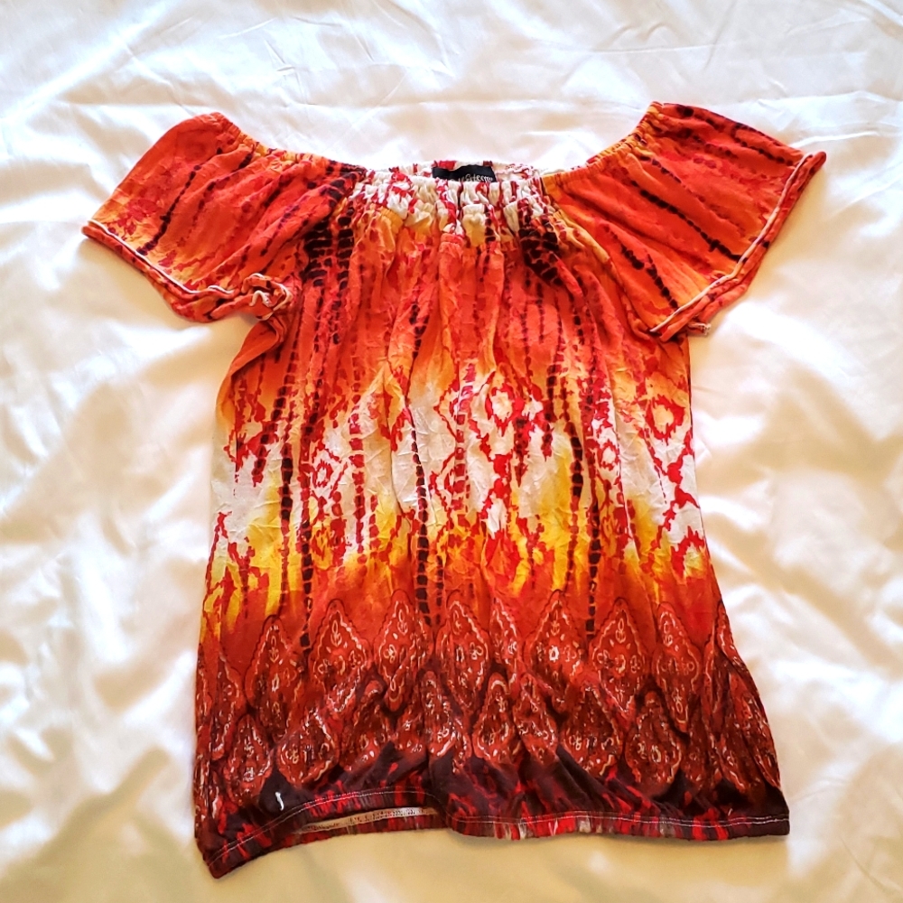 Self Esteem Orange and White Medium Shirt